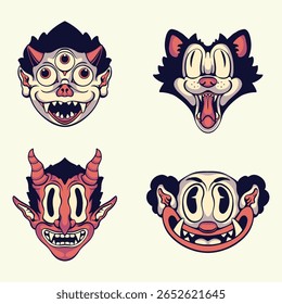 Ilustração de conjunto de vetores de arte fantasma