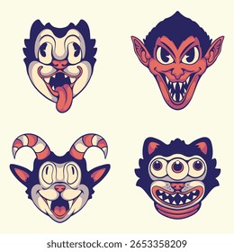Ghost art vector set illustration