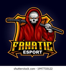 ghost assasin angry mascot for sports and esports logo vector illustration