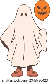 Ghost Ballon Halloween Costume Vector Illustration