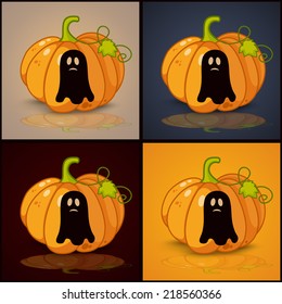 ghost, banner and background for pumpkins for Halloween