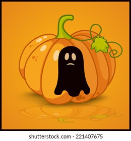 ghost, banner and background for pumpkins for Halloween