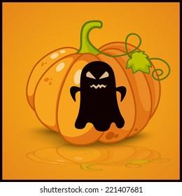 ghost, banner and background for pumpkins for Halloween
