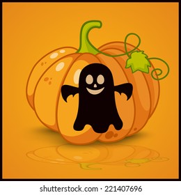 ghost, banner and background for pumpkins for Halloween
