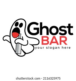 Ghost Bar logo vector template. Flat vector illustration on white background.	