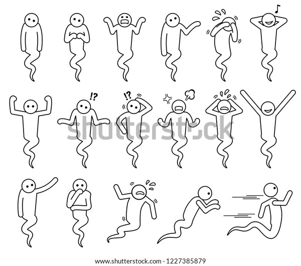 Ghost Basic Poses Postures Set Icons Stock Vector (Royalty Free ...