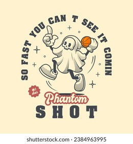 Ghost Basketball Mascot Retro and Vintage