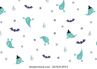 Ghost and bat seamless pattern Halloween background