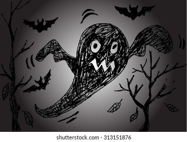 Ghost  and Bats fly at night