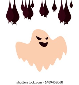 ghost bats happy halloween celebration design