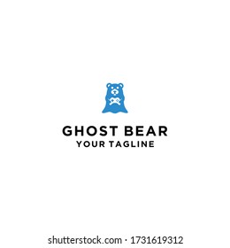 ghost bear logo design template vector