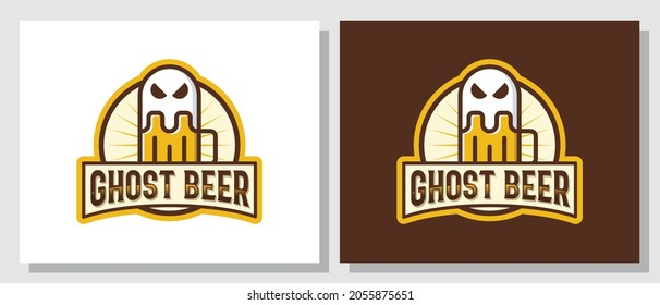 Ghost Beer Halloween Bar Spooky Drinks Vintage Logo Design