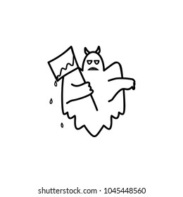 ghost with a bloody ax icon. Element of ghost elements illustration. Thin line  illustration for website design and development, app development. Premium icon on white background