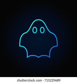 Ghost blue vector icon - vector thin line sign or logo element on dark background