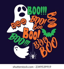 Ghost Boo. Funny Halloween T-shirt Template 