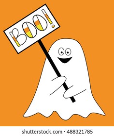 Ghost with Boo Sign