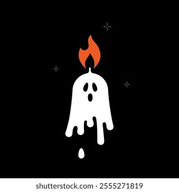 Ghost candle. Holiday, Halloween party. Vector 