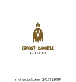 Ghost and candle logo design on isolated background