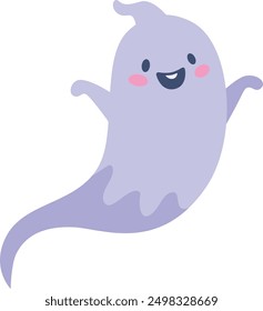 Ghost cartoon character. Cute funny spirit floating isolated on white background