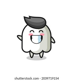 ghost cartoon character doing wave hand gesture , cute style design for t shirt, sticker, logo element