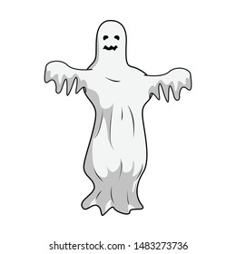 Ghost cartoon character, Illustration of Cartoon scary ghost, fly funny white ghost Halloween Cute ghost cartoon