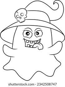 Ghost cartoon character line art vector