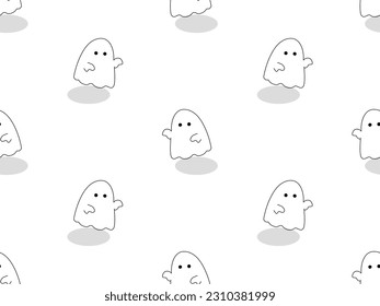 Ghost cartoon character seamless pattern on white background