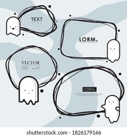 ghost cartoon characters with speech bubbles