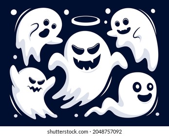 Ghost Cartoon Doodle Hand Drawn Halloween Collections