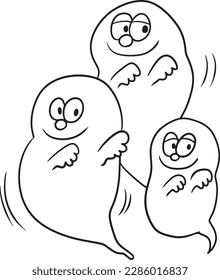 ghost cartoon doodle kawaii anime coloring page cute illustration clipart character chibi manga comic drawing line art free download png image