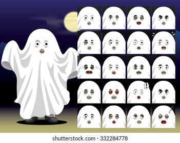 Ghost Cartoon Emotion faces Vector Illustration