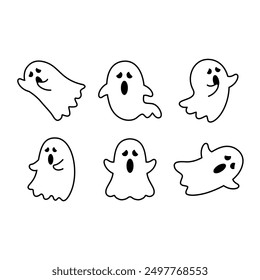 Ghost cartoon. Halloween autumn ghost cartoon. Digital illustration.