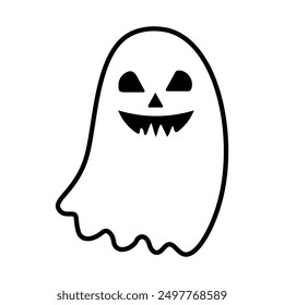 Ghost cartoon. Halloween autumn ghost cartoon. Digital illustration.