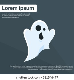 Ghost Cartoon Halloween Character Flat Vector Illustration