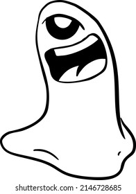 Ghost, cartoon, hand draw. Black vector illustration art