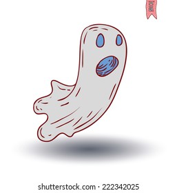 Ghost cartoon icon. vector illustration.