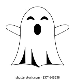 Ghost cartoon isolated in black and white