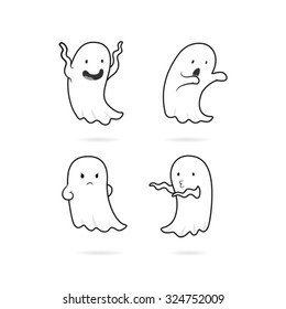 Ghost Cartoon Line Black