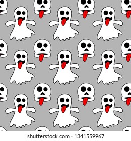 ghost cartoon seamless pattern