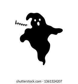 Ghost cartoon style. Spooky icon. Vector Illustration. Booo