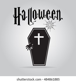 Ghost and casket halloween sign vector illustration