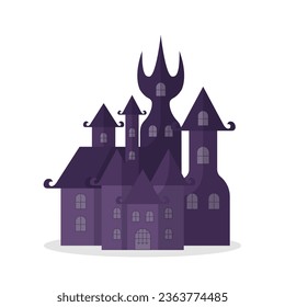 Ghost castle in cartoon style for halloween on white background, Vector Illustration.