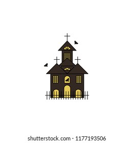 ghost castle colored illustration. Element of Halloween for mobile concept and web apps. Colored ghost castle illustration can be used for web and mobile