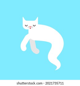 Ghost cat isolated. Pet phantom vector illustration