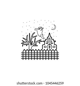 ghost in the cemetery icon. Element of ghost elements illustration. Thin line  illustration for website design and development, app development. Premium icon on white background