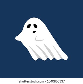 Ghost. Ghost character Costume evil or Character creepy funny cute. Party celebrate Halloween night holiday. Ghostly monster with Boo scary face shape. Isolated vector illustration.