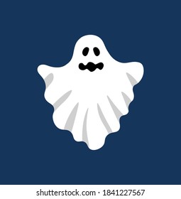 Ghost. Ghost character Costume evil or Character creepy funny cute. Party celebrate Halloween night holiday. Ghostly monster with Boo scary face shape. Isolated vector illustration.