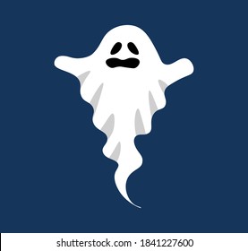 Ghost. Ghost character Costume evil or Character creepy funny cute. Party celebrate Halloween night holiday. Ghostly monster with Boo scary face shape. Isolated vector illustration.