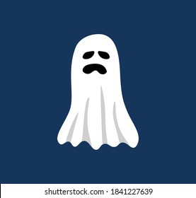 Ghost. Ghost character Costume evil or Character creepy funny cute. Party celebrate Halloween night holiday. Ghostly monster with Boo scary face shape. Isolated vector illustration.