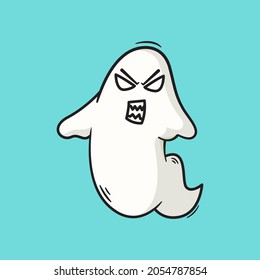 Ghost character with funny angry expression